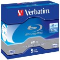 Płyty Blue-ray Verbatim 25GB 6X BD-R SL 5szt biały 43715
