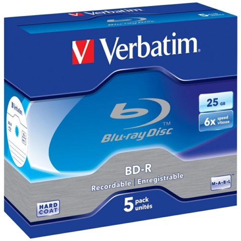 Płyty Blue-ray Verbatim 25GB 6X BD-R SL 5szt biały 43715