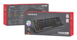 KLAWIATURA DLA GRACZY GENESIS THOR 404 TKL US PODŚWIETLENIE RGB MECHANICZNA CZARNA KAILH BOX BROWN