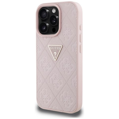 Etui Guess Hot Stamp 4G Pattern Triangle Metal Logo do iPhone 16 Pro różowy
