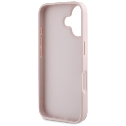 Etui Guess Hot Stamp 4G Pattern Triangle Metal Logo do iPhone 16 różowy
