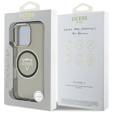 Etui Guess IML Metal Mountain Logo MagSafe do iPhone 16 Pro czarny