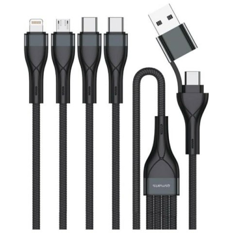 Kabel USB-C/USB-A 4smarts 4w1 1.2m czarny