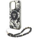 Etui Guess Palm Trees Triangle Pearl Strap MagSafe do iPhone 16 Pro czarny