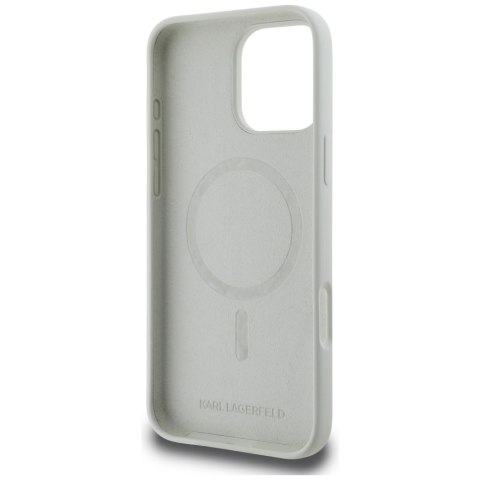 Etui Karl Lagerfeld Silicone Double Heads And Circle MagSafe do iPhone 16 Pro beżowy