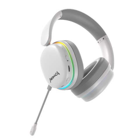 Marvo MONKA ECHO RS, słuchawki z mikrofonem, biała, podświetlona, Tri-mode