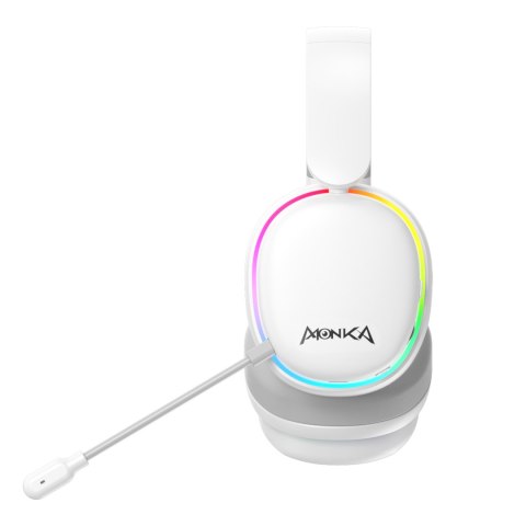 Marvo MONKA ECHO RS, słuchawki z mikrofonem, biała, podświetlona, Tri-mode