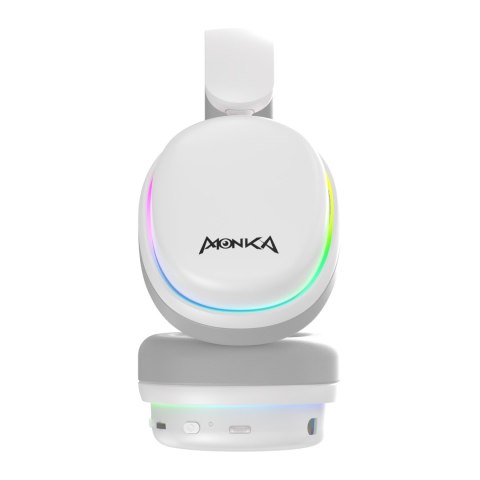 Marvo MONKA ECHO RS, słuchawki z mikrofonem, biała, podświetlona, Tri-mode