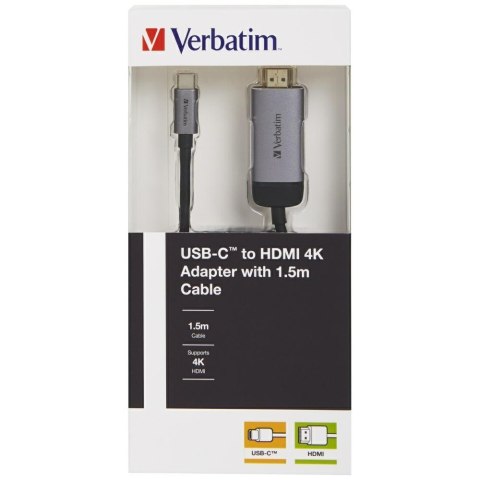 Verbatim Adapter USB-C - HDMI 4K 1.5m aluminium/aluminum 49144