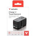 Verbatim Adapter podróżny EU/UK/US GaN USB-A/3xUSB-C PD 85W CNT-02 czarny/black 32127