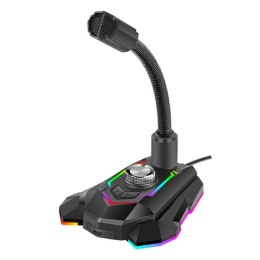 Marvo, Mikrofon dla gracza Marvo MIC-05, mikrofon, regulacja głosności, czarny, podświetlenie RGB, uchwyt na telefon