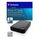 Verbatim zewnętrzny dysk twardy, Store N Save, 3.5", USB 3.0 (3.2 Gen 1), 4TB, 47685, czarny