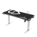 ULTRADESK Biurko dla gracza FORCE SNOW - białe, 166x70 cm, 76.5 cm, z podkładką pod mysz XXL, uchwyt na napoje i słuchawki