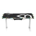 ULTRADESK Biurko dla gracza FORCE SNOW - białe, 166x70 cm, 76.5 cm, z podkładką pod mysz XXL, uchwyt na napoje i słuchawki