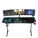 ULTRADESK Biurko dla gracza FRAG XXL BLUE, 160 x 75 cm, 75 cm, uchwyty na słuchawki i napoje, z podkładką XXL na cały pulpit