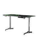 ULTRADESK Biurko dla gracza FRAG XXL GREEN, 160 x 75 cm, 75 cm, uchwyty na słuchawki i napoje, z podkładką XXL na cały pulpit