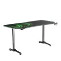 ULTRADESK Biurko dla gracza FRAG XXL GREEN, 160 x 75 cm, 75 cm, uchwyty na słuchawki i napoje, z podkładką XXL na cały pulpit