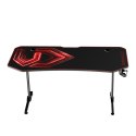 ULTRADESK Biurko dla gracza FRAG XXL RED, 160 x 75 cm, 75 cm, uchwyty na słuchawki i napoje, z podkładką XXL na cały pulpit