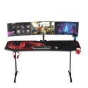 ULTRADESK Biurko dla gracza FRAG XXL RED, 160 x 75 cm, 75 cm, uchwyty na słuchawki i napoje, z podkładką XXL na cały pulpit