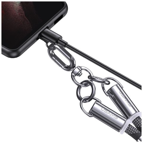 Smycz do telefonu z kablem do ładowania Usams SJ745 60W USB-C do USB-C 1.2m czarny