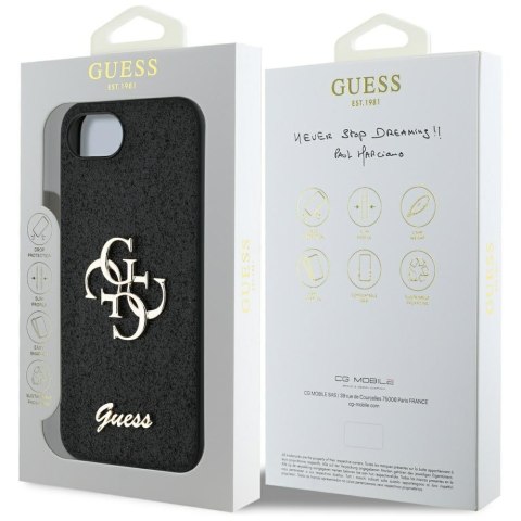 Etui Guess Fixed Glitter Big 4G do iPhone 16e czarny