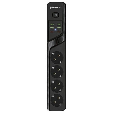 Proove Listwa zasilająca 2m 3000W Power Socket P-04 (4xAC + 4xUSB + 2xType-C) czarny/black