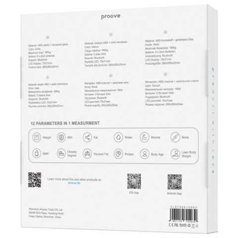 Proove Waga Smart Scale Balance Bluetooth biały/white