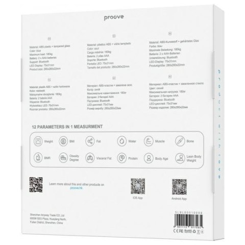 Proove Waga Smart Scale Balance Lite Bluetooth niebieski/blue