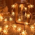 Lampki choinkowe LED snowflake/star - 10m/80 lampek ciepłe białe/warm white zasilane bat. 3xAA EHD-LS06