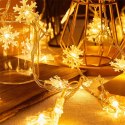 Lampki choinkowe LED snowflake/star - 6m/40 lampek ciepłe białe/warm white zasilane bat. 3xAA EHD-LS05