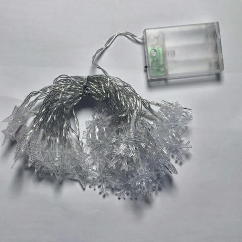 Lampki choinkowe LED snowflake/star - 6m/40 lampek ciepłe białe/warm white zasilane bat. 3xAA EHD-LS05