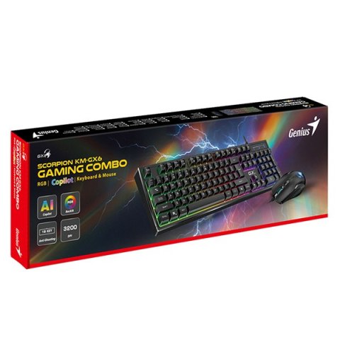 Genius GX GAMING Scorpion KM-GX6, Zestaw klawiatur CZ/SK, do gry, przewodowa (USB), czarna