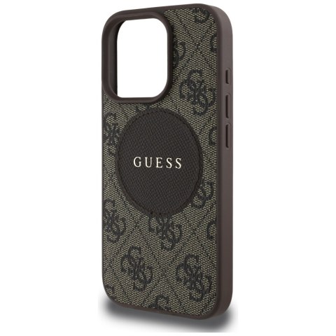 Etui Guess 4G Circle Classic Logo MagSafe do iPhone 16 Pro brązowy