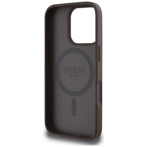 Etui Guess 4G Circle Classic Logo MagSafe do iPhone 16 Pro brązowy