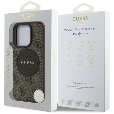 Etui Guess 4G Circle Classic Logo MagSafe do iPhone 16 Pro brązowy