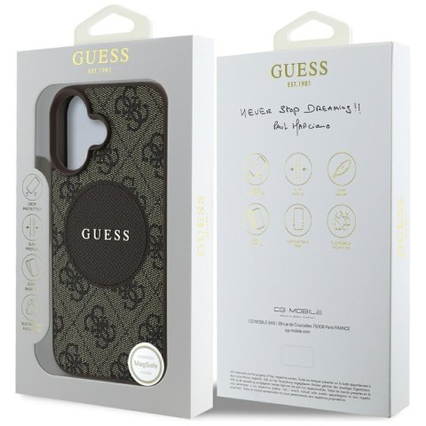 Etui Guess 4G Circle Classic Logo MagSafe do iPhone 16 brązowy