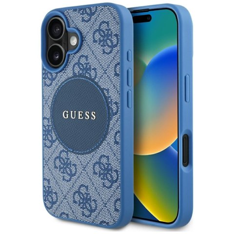 Etui Guess 4G Circle Classic Logo MagSafe do iPhone 16 niebieski