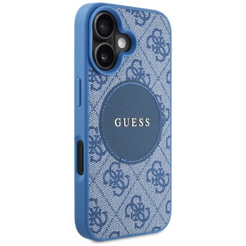 Etui Guess 4G Circle Classic Logo MagSafe do iPhone 16 niebieski