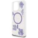 Etui Guess Resin Flowers MagSafe do iPhone 16 Pro Max fioletowy