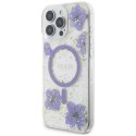 Etui Guess Resin Flowers MagSafe do iPhone 16 Pro fioletowy