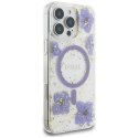 Etui Guess Resin Flowers MagSafe do iPhone 16 Pro fioletowy