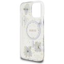 Etui Guess Resin Flowers MagSafe do iPhone 16 Pro fioletowy