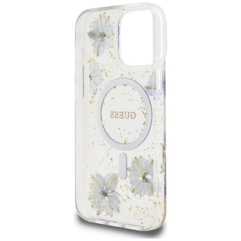 Etui Guess Resin Flowers MagSafe do iPhone 16 Pro fioletowy