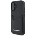 Etui Karl Lagerfeld HC Grained PU Cardslot Metal Elong do iPhone 16 czarny