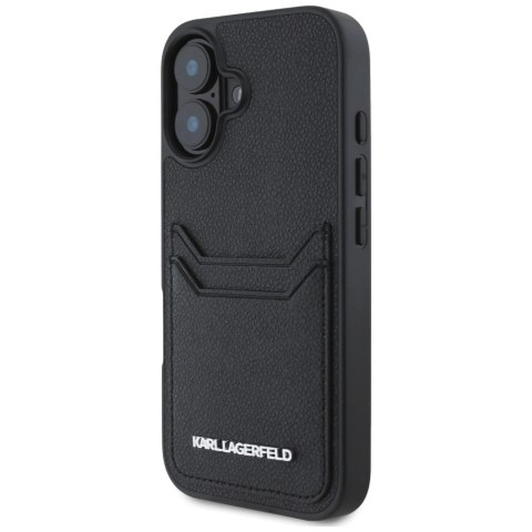 Etui Karl Lagerfeld HC Grained PU Cardslot Metal Elong do iPhone 16 czarny