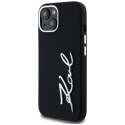 Etui Karl Lagerfeld Silicone Metal Script Logo do iPhone 15 czarny