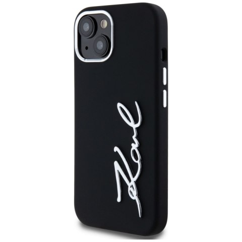 Etui Karl Lagerfeld Silicone Metal Script Logo do iPhone 15 czarny