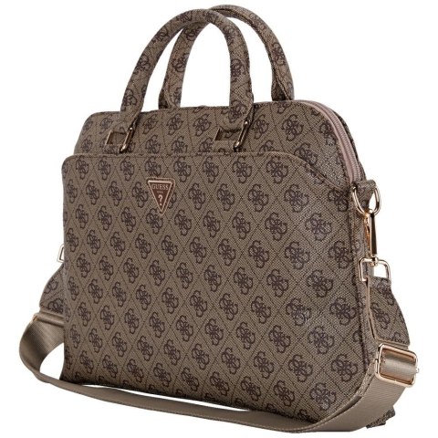 Torba Guess 4G Zipper Pocket Triangle Logo 15" brązowy