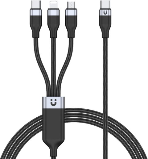 Unitek przewód ładujący USB 3 w 1 czarny