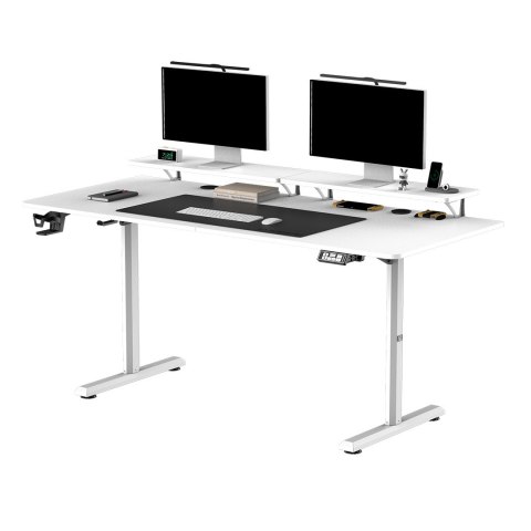 Biurko, elektycznie regulowany, 160X70 cm, 72-117 cm, HIGHLANDER XXL WHITE, biały, ULTRADESK